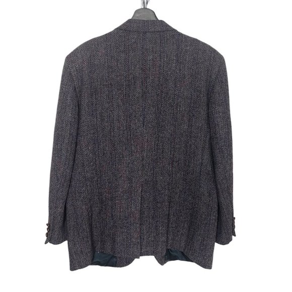 Vintage 80s Dark Grey Wool Tweed Double Button Sport Coat Size 44 - Picture 2 of 8